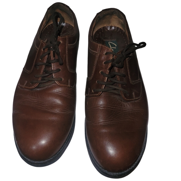 Clark's Classic Brown Leather Men's Oxford Shoes Size 7.5 D - Picture 3 of 8
